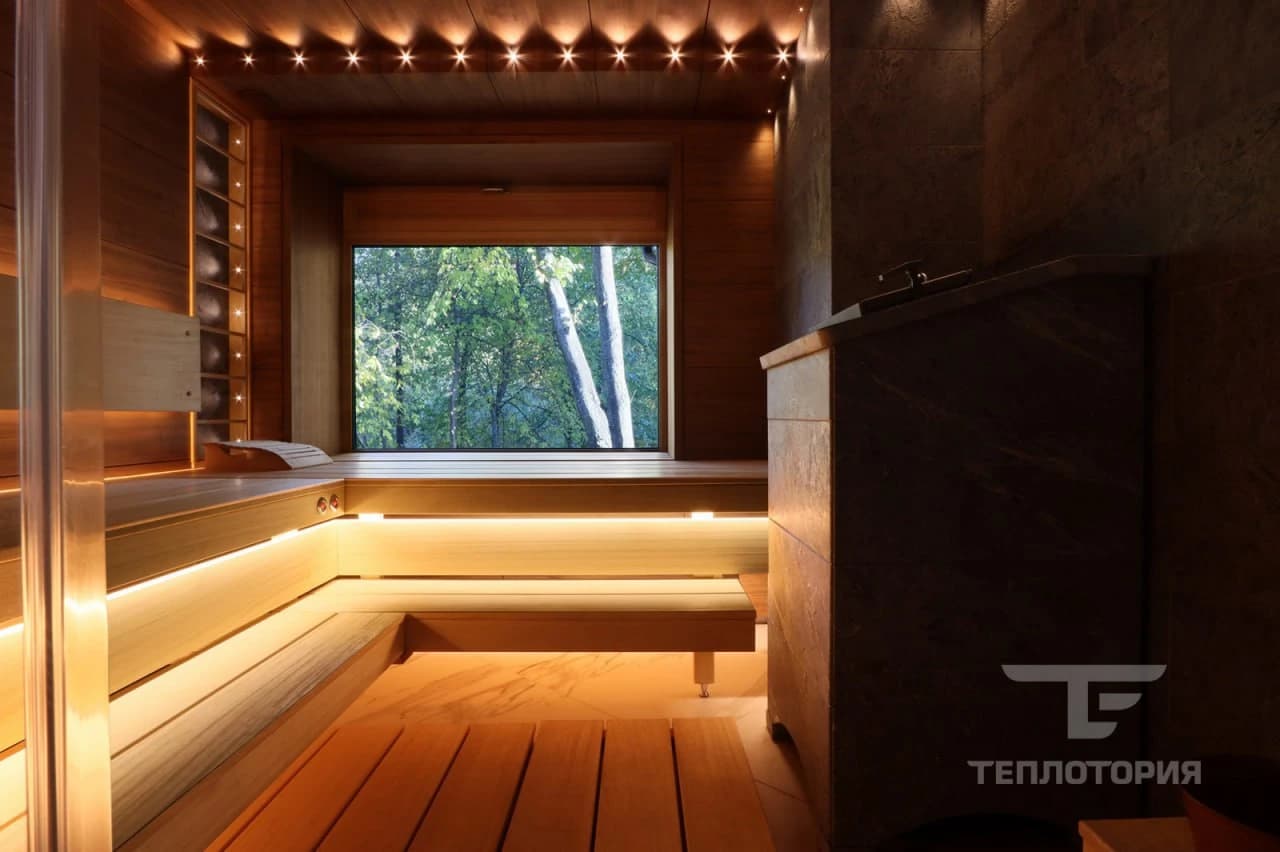 Сауна с подсветкой и панелями RoHol